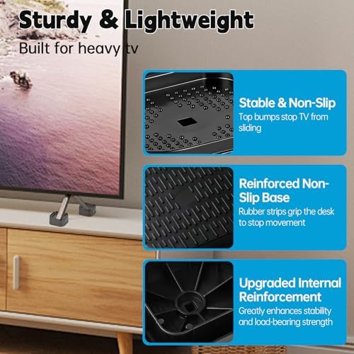 4 Pack TV Stand Riser Blocks, Heavy-Duty Adjustable Height Blocks for Raising TV Stand, Rectangular Adjustable Block Lift