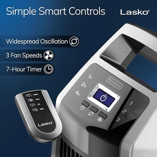 Lasko High Velocity Oscillating Tower Fan - 35" - U35115 - Silver/Black