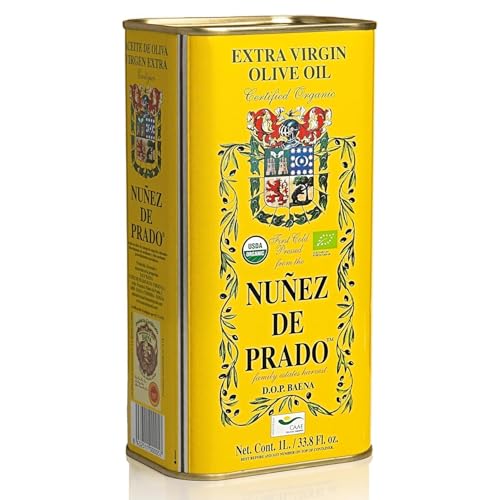 Nuñez de Prado Extra Virgin Olive Oil – USDA Organic, DOP Baena, First Cold Pressed, Family Estate Harvest, 33.8 fl oz (1 Liter)