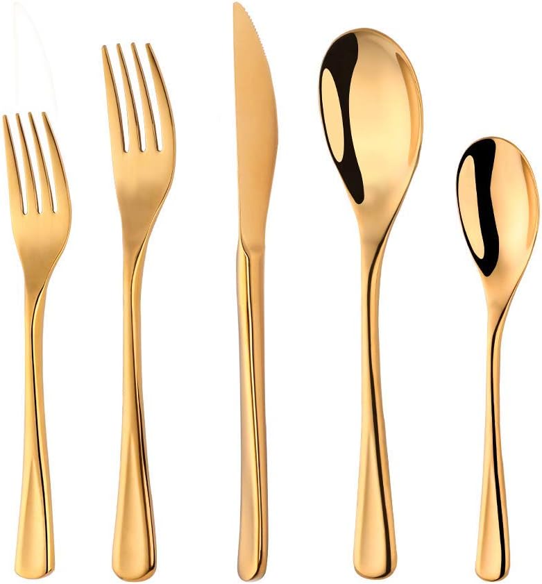 Silverware Set Stainless Steel 20 Piece Flatware Set Kitchen Cutlery Heavyweigh Utensil Service for 4 Include Knife Fork Spoon, Mirror Finish