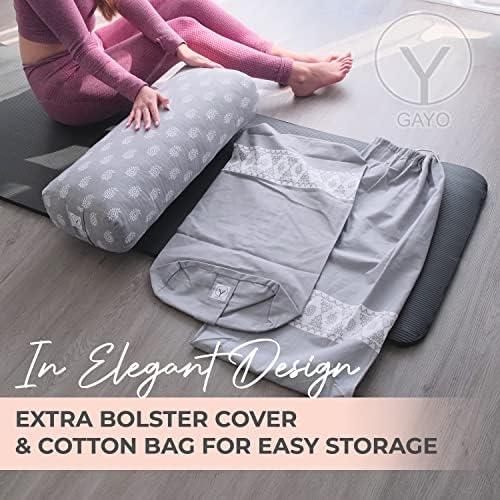Y O GAYO Yoga Bolster - Made with 100% Cotton, Yoga Pillow Set Includes Extra Washable Cover and Carry Bag