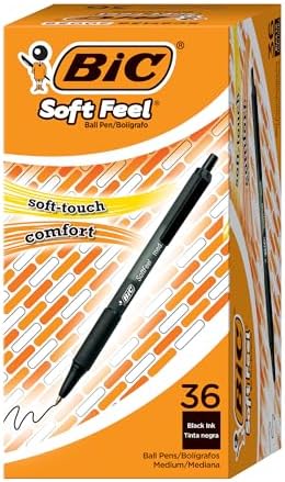 BIC Soft Feel Retractable Ballpoint Pen, 1.0 mm Medium Point, 36-Count | No-Slip Grip for Comfortable Writing | Smooth Ink Flow for Effortless Writing | Ideal for Students, Teachers, And Classrooms