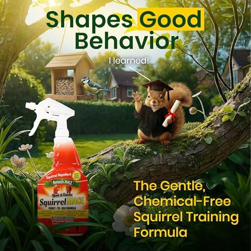 Nature's Mace Squirrel Mace Repellent 40 oz Spray | Squirrel and Chipmunk Repellent, Keep Squirrels Out of Your Garden, Attic, Bird Feeders, Fruit Trees, Plants, Potted Plants.