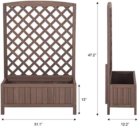 Aivituvin Planter with Trellis Raised Garden Bed Large Garden Box Outdoor for Flower Standing Vertical Lattice Panels for Vine