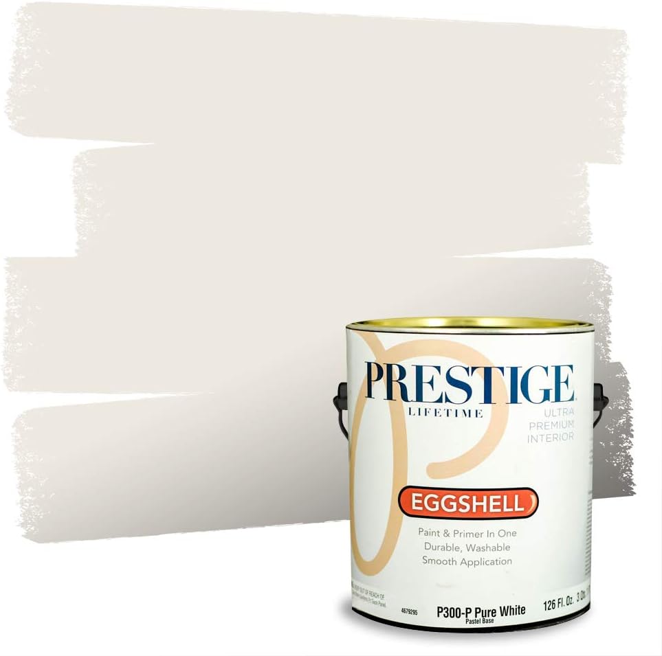 PRESTIGE Paints Exterior Paint and Primer In One, 1-Gallon, Semi-Gloss, Comparable Match of Sherwin Williams* Pure White*