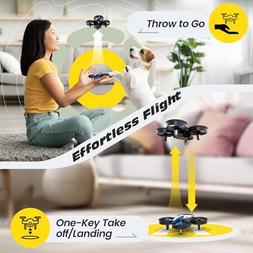 Holy Stone Mini Drone for Kids and Beginners RC Nano Quadcopter Indoor Small Helicopter Plane with Auto Hovering, 3D Flips, Headless Mode and 3 Batteries, Great Gift Toy for Boys and Girls, HS210 Blue