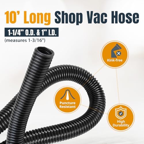 POWERTEC 70347 10 Ft. Dust Collection Hose Kit with 5 Fittings for Woodworking Power Tools Home and Wet/Dry Shop Vacuums
