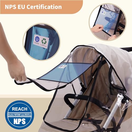 Bemece Stroller Rain Cover, Universal Stroller Accessory, Baby Travel Weather Shield, Windproof and Waterproof, Protect from Dust and Snow