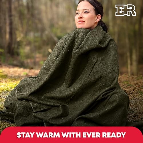 Olive Drab Green Warm Fire Retardant Blanket, 66" x 90" (80% Wool)-US Military Style