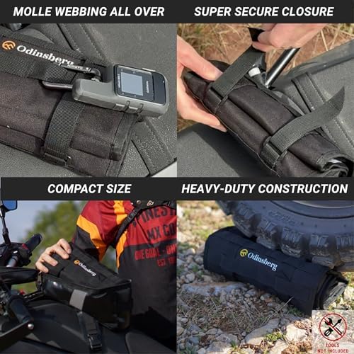 ODINSBERG Motorcycle Tool Roll Bag Tools NOT Included - Small Tool Bag Wrench Roll Up Tool Bag Organizer Pouch Wrap Motorcycle Tool Kit Box For