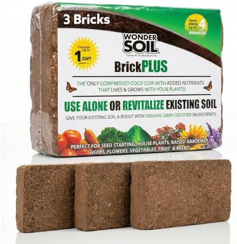 WONDER SOIL | (30 Quarts) The Only Ready to Plant Compressed Coco Coir Fully Loaded with Nutrients | 3-Pack Organic Coco Coir Brick | 3 Bricks
