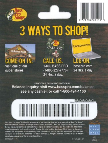 Bass Pro Shops Physical Gift Card - $50