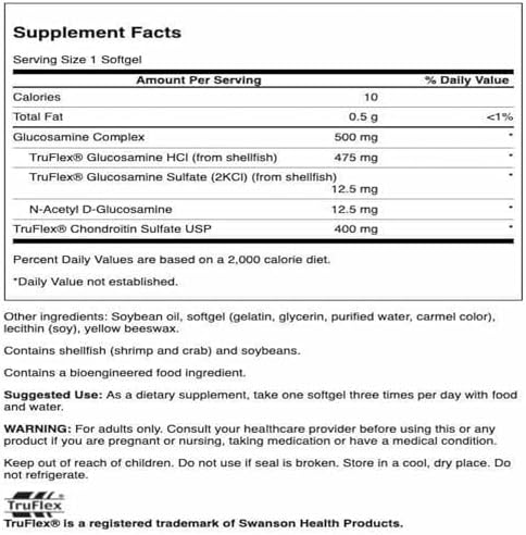 Swanson Glucosamine Complex & Chondroitin Sulfate 500/400 mg, 120 Sgls