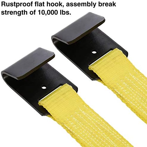 Trekassy Tow Dolly Straps for Car with Flat Hooks-2 Pack, Heavy Duty Car Tire Bonnet Net Fits 14"-17" Tires, 10, 000 lbs Break Strength