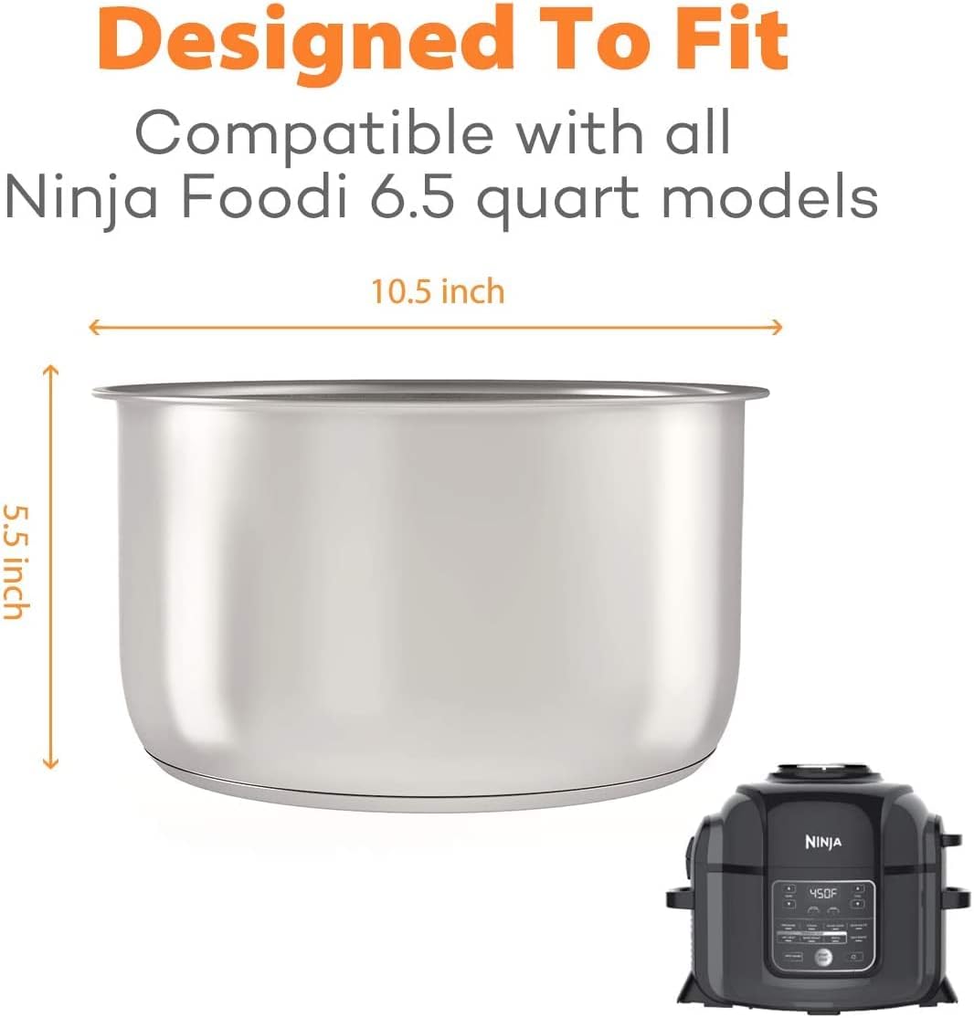 Goldlion Stainless Steel Inner Pot Replacement for Ninja Foodi 6.5 Quart