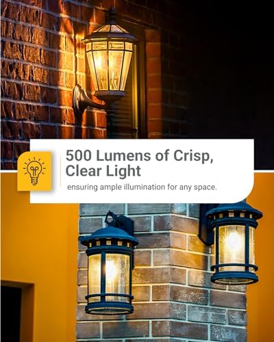 Sunco 6 Pack B11 Candelabra LED Light Bulbs, E12, Dusk to Dawn, 5W=40W