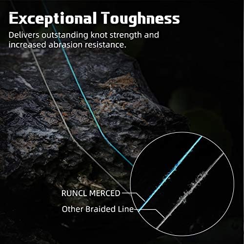 RUNCL Braided Fishing Line Merced, 1000 500 300 Yards Braided Line 4 8 Strands, 6-200LB - Proprietary Weaving Tech, Thin-Coating Tech
