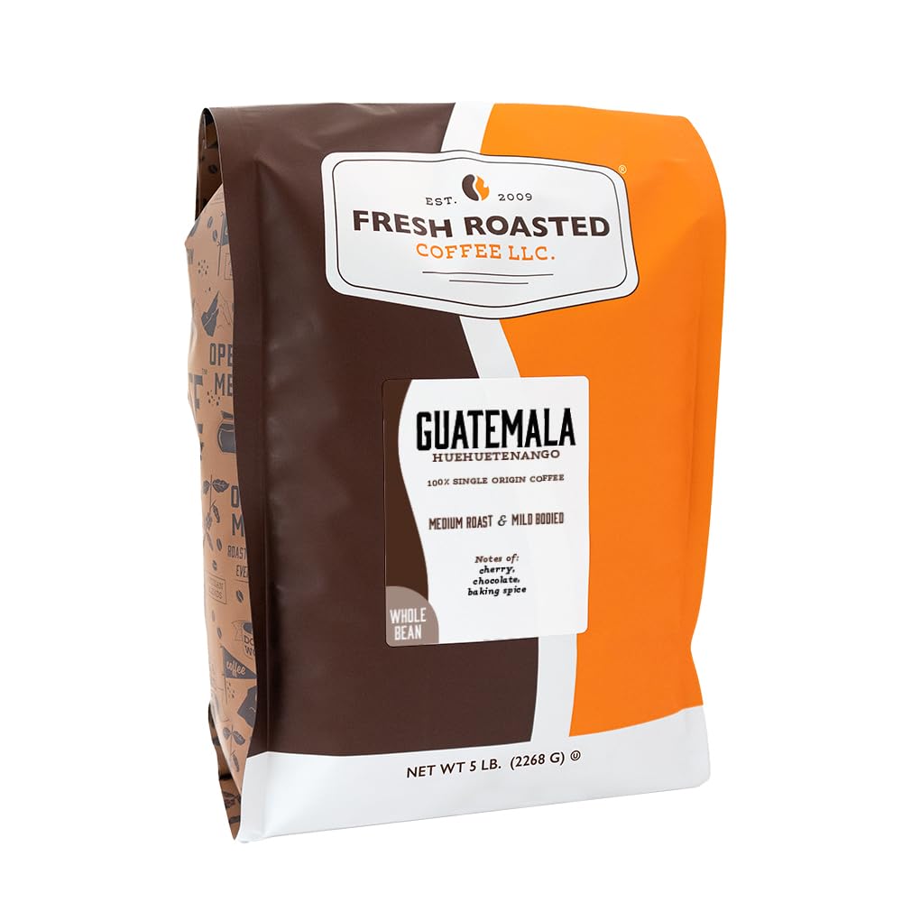 Fresh Roasted Coffee, Dark Brazil Whole Bean Coffee, Med-Dark Roast, Kosher, 5 lb (80 oz)