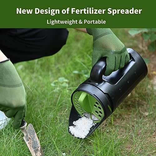 PERSZEN Seed Spreader Hand Held, Hand Spreader Lawn and Garden for Fertilizer Grass Seed Salt Ice Melt Earth Food