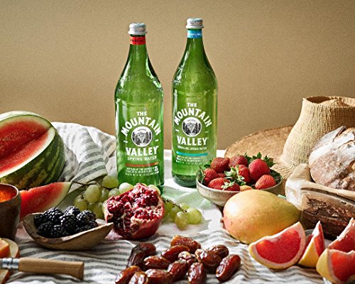 THE MOUNTAIN VALLEY NATURAL PURE FINE Sparkling Spring Water 1 L. Pack of 12 | Natural Spring Bottled Water - Glass Bottles
