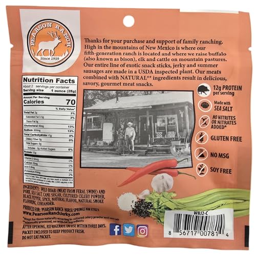 Pearson Ranch Wild Grass Fed Game Variety Pack of 4-2.1oz Bags - Venison, Elk, Buffalo, & Wild Boar - Gluten-Free, MSG-Free, Paleo and Keto Friendly