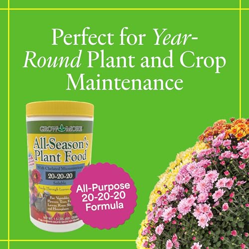 Grow More 20-20-20 Water Soluble Fertilizer - 25lb Bag of All Purpose Fertilizer for Exceptional Crop Yields - All Purpose Plant Food for Vegetables, Flowers, Trees, Shrubs, and Houseplants