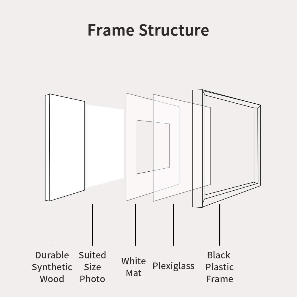 6x8 inch Picture Frame Made of 100% Solid Wood and High Definition PlexiGlass Display Pictures for Table Top Display and Wall Mounting Photo Frame