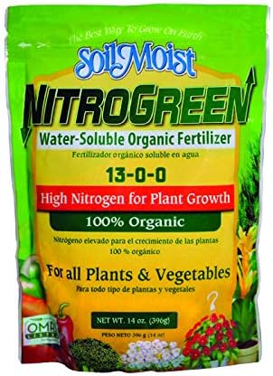 SoilMoist NitroGreen 100% Organic Fertilizer 14-oz High Nitrogen 13-0-0 for Plant Vegetable Growth