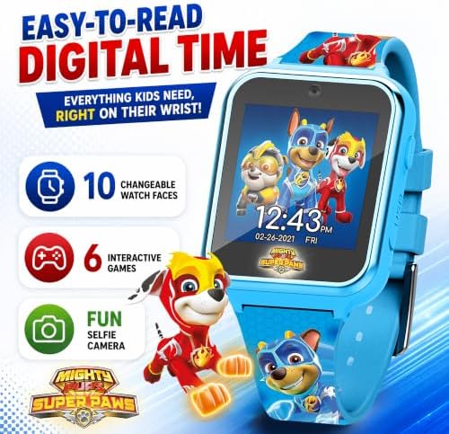 Accutime Paw Patrol Smart Watch with Camera for Kids and Toddlers - Interactive Smartwatch for Boys & Girls Featuring Games, Voice Recorder