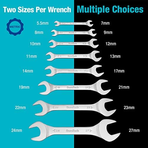 DURATECH Super-Thin Open End Wrench Set, 8-Piece, Metric
