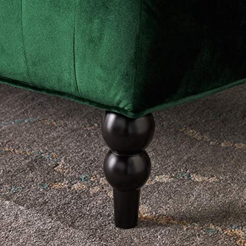 Christopher Knight Home Leora Modern Glam Tufted Velvet Wingback Loveseat, Emerald / Dark Brown