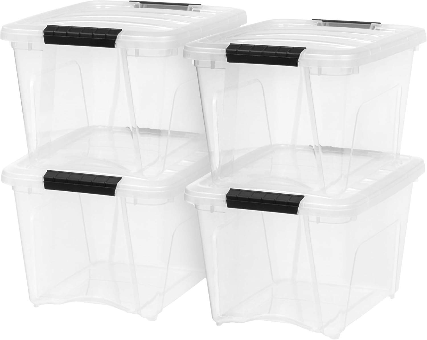 IRIS USA 6-Pack 54 Quart Storage Bins with Lids, Clear | Transparent design makes contents easy to find. Perfect for moving, blankets, clothing, and garage storage. Nestable design