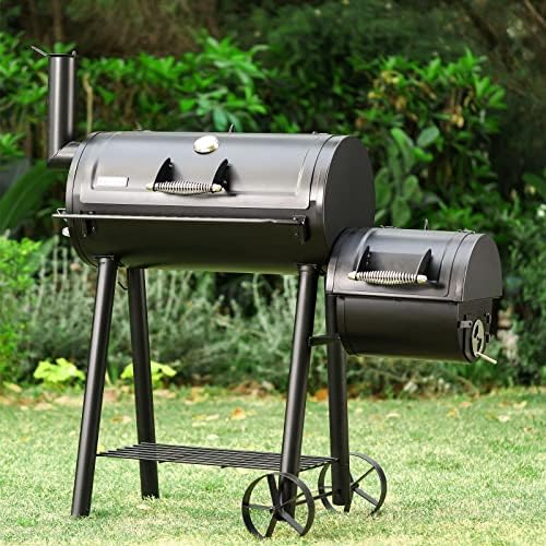 Sophia & William Vertical Offset Charcoal Smoker 961 SQ.IN. Cooking Area | Extra Large Heavy-Duty Outdoor BBQ Gill Offset Smoker with Warming Tray, Push-out Ash Tray for Outdoor Cooking, Black