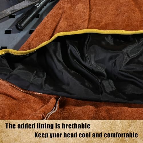 Welding Hood - Leather Welder Cap with Neck Shoulder Drape - Full Cover