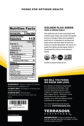 Terrasoul Superfoods Organic Golden Flax Seeds, 6 Lbs (3 Pack)