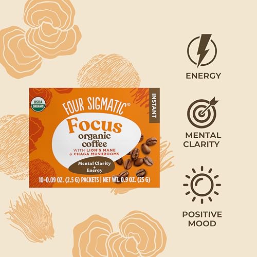 Four Sigmatic Mushroom Mix Coffee Lion's Mane | Focus | Pack of 3 (30 Packets Total)