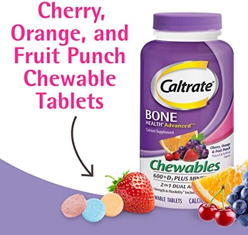 Caltrate Chewables 600 Plus D3 Vitamin D and Calcium Supplement, 155 count | Sugar Free, Highest Level of Vitamin D3, Maximizes Calcium Absorption to Support Strong Bones and Daily Function