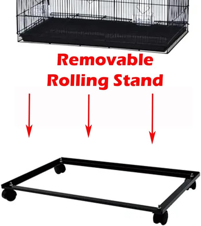55" X-Large with 3/8-Inch Tight Bar Spacing for Multiple Flight Small Size Bird Aviary Budgie Canary Finches Breeding Home Cage with Removable Rolling Stand