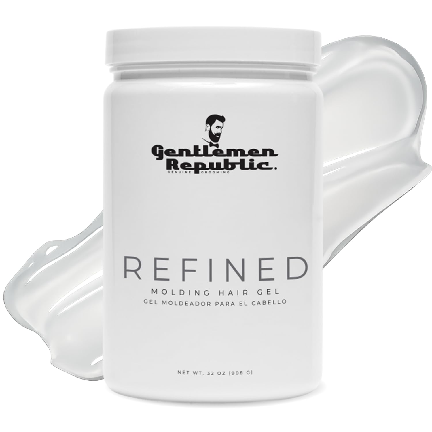 Gentlemen Republic 8oz Refined Hair Gel, 24 Hour Shine and Hold | Humidity resistant, alcohol-free formula that never flakes — professional hold made in the USA