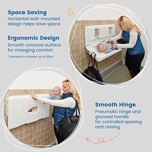 ECR4Kids Horizontal Wall-Mounted Baby Changing Station, Grey Speckled