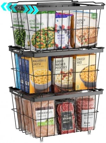 Freezer Organizer Bins - 3 Pack Adjustable Width for 5 to 7 Cu Ft Chest Freezers