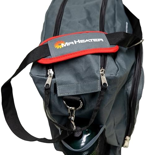 Mr. Heater Portable Buddy Carry Bag 9BX, Black | 600D polyester, pockets for two 1 lb cylinders, U-shaped zipper, padded strap