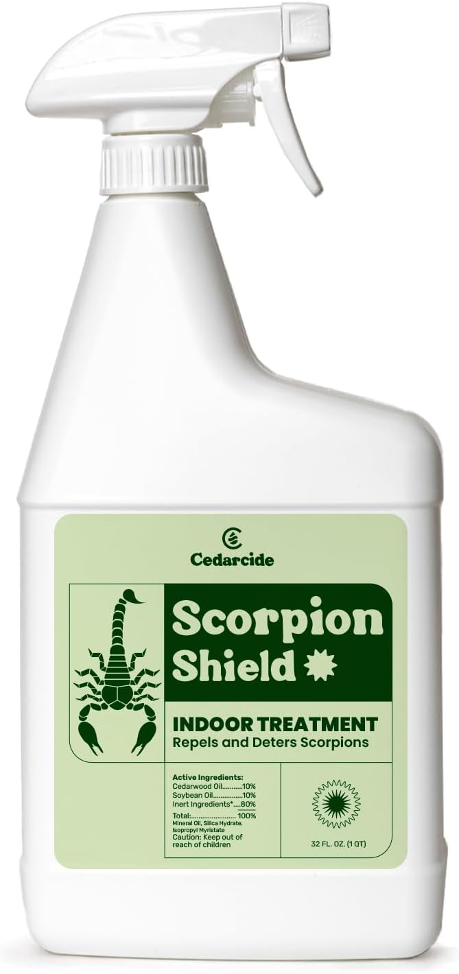 Cedarcide Scorpion Shield (Quart) Indoor Cedar Oil Pest Control Spray - Kills & Repels Scorpions and Other Pests Guaranteed - Pet Safe