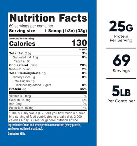 Nutricost Grass-Fed Whey Protein Concentrate (Unflavored) 2LBS | Undenatured, GMO-Free, Gluten Free, Natural Flavors
