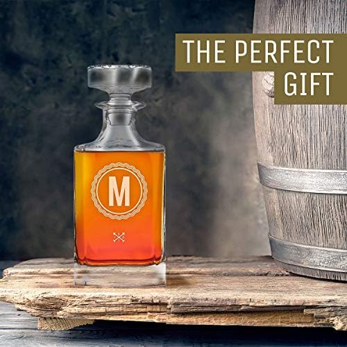 Swanky Badger Personalized Whiskey Decanter, Custom Whisky Decanter, 28 oz, 850ml, 8.5” x 3.5” x 3.5” (Modern)