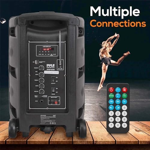 Pyle Portable Bluetooth PA Speaker System - 600W Bluetooth Speaker Portable PA System W/ Rechargeable Battery, Party Lights, MP3/USB SD Card Reader