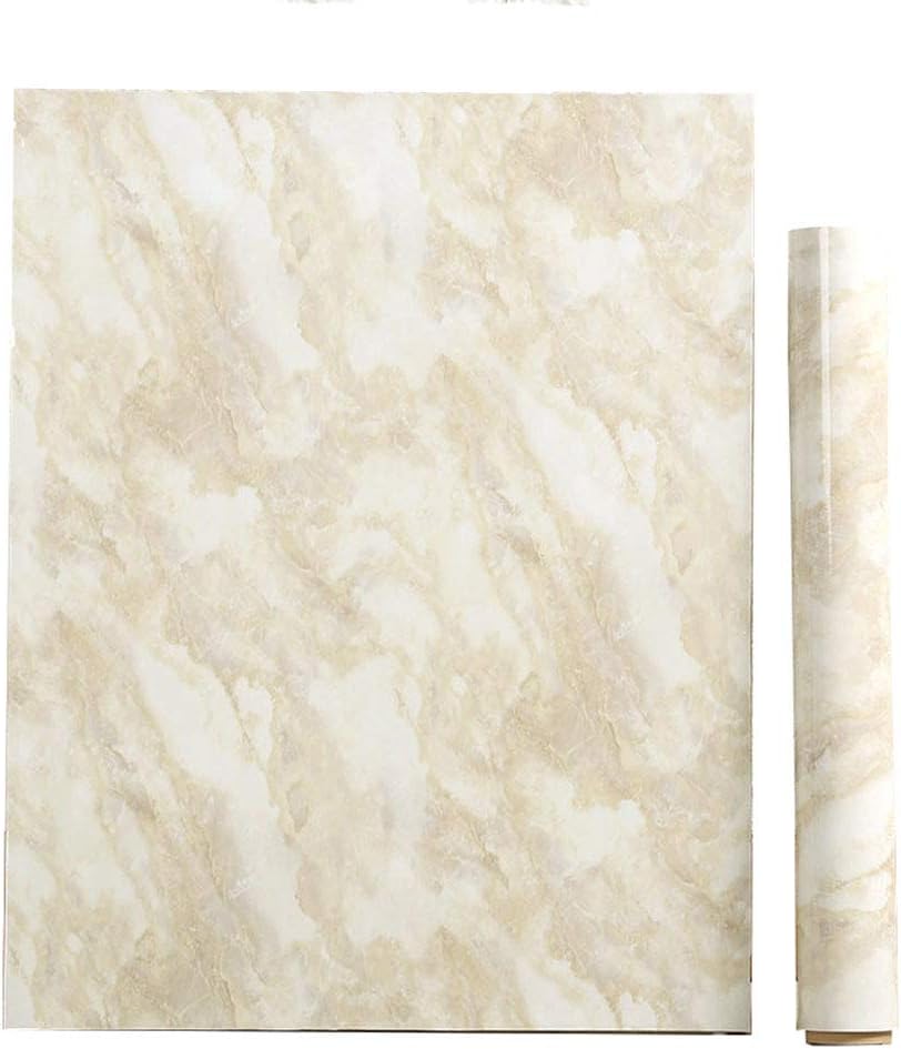PoetryHome Removable Vinyl Beige Marble Contact Paper for Countertop Table Backsplash Self Adhesive Waterproof Marble Wallpaper Roll 15.7x117 Inches