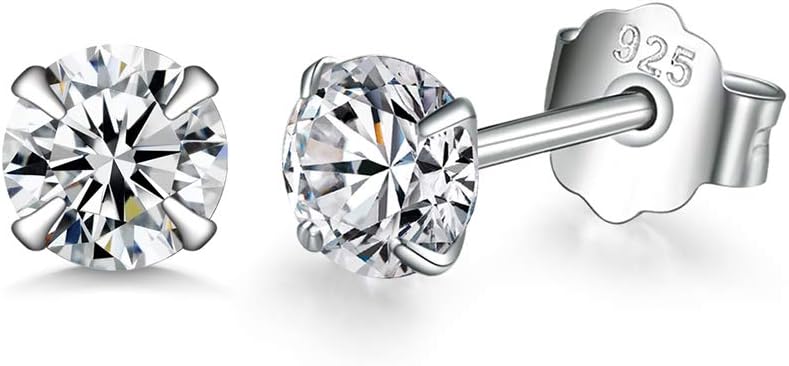 Dlihc 6 Pairs Sterling Silver Hoop and Stud Earrings Set for Women Men