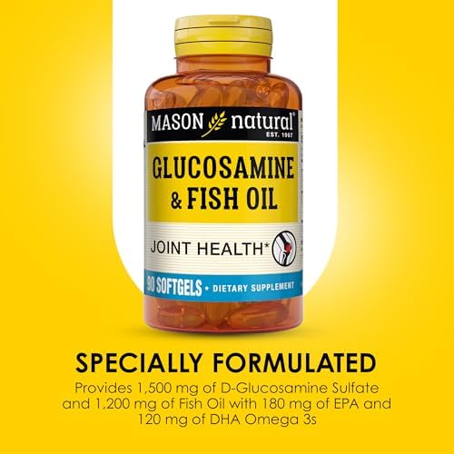 MASON NATURAL Glucosamine & Fish Oil with DHA & Omega-3, 30 Day Supply | 1, 500mg glucosamine plus 1