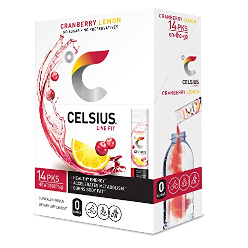 CELSIUS On-The-Go Powder Stick, Combo Pack of Dragonfruit Lime and Cranberry Lemon, 28 Piece Assortment